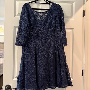 Macy's Navy Sequin Lace Dress